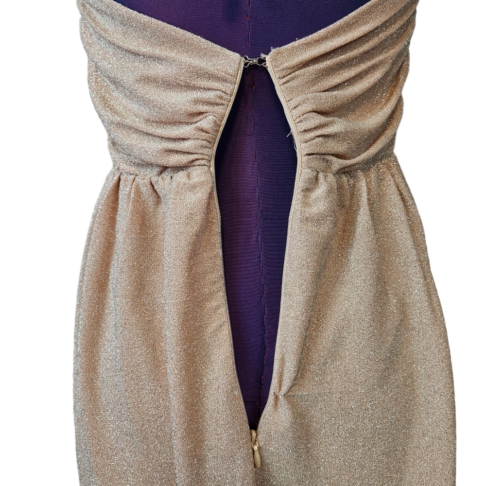 Sold Tobi Formal Cutout Maxi Dress Gold Shimmer Size Small Women's - Picture 6 of 9